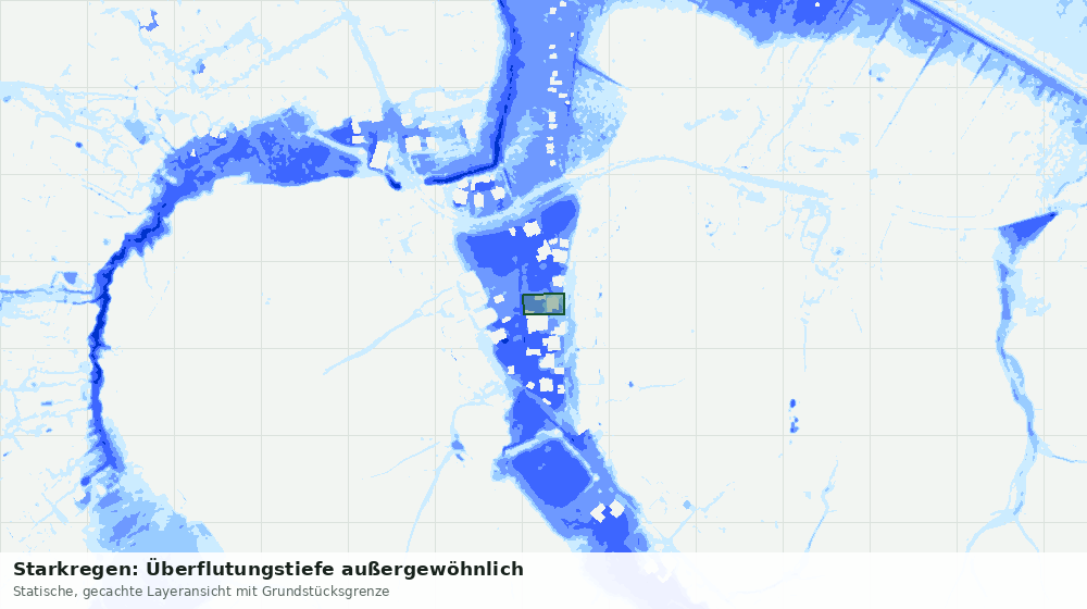 Statische Kartenansicht: Starkregen: Überflutungstiefe außergewöhnlich