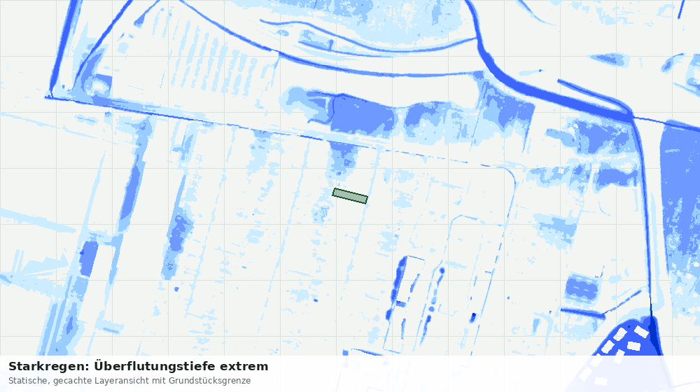 Statische Kartenansicht: Starkregen: Überflutungstiefe extrem