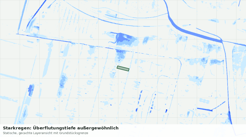 Statische Kartenansicht: Starkregen: Überflutungstiefe außergewöhnlich