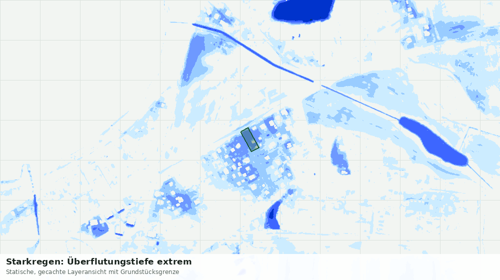 Statische Kartenansicht: Starkregen: Überflutungstiefe extrem
