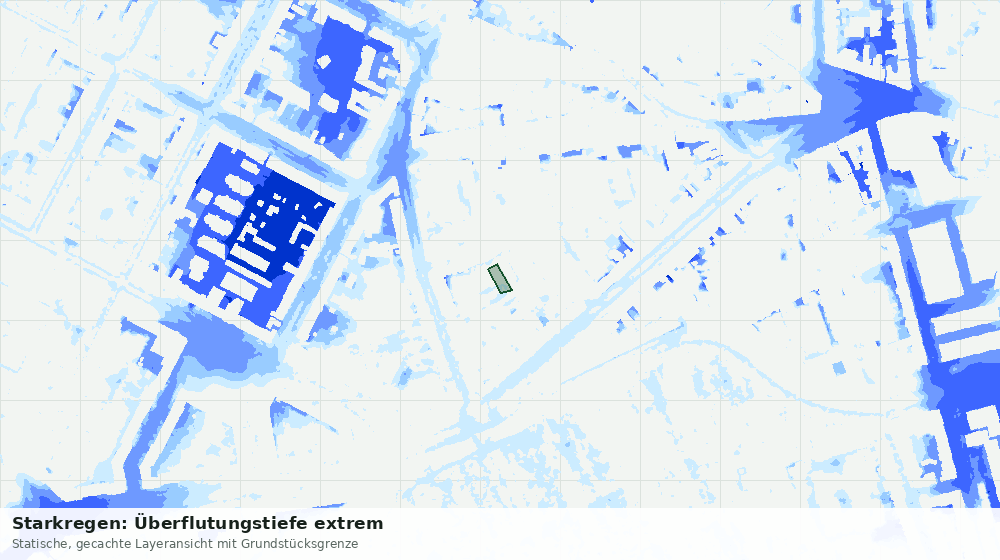 Statische Kartenansicht: Starkregen: Überflutungstiefe extrem