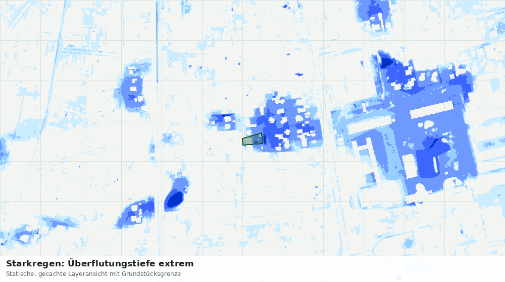 Statische Kartenansicht: Starkregen: Überflutungstiefe extrem