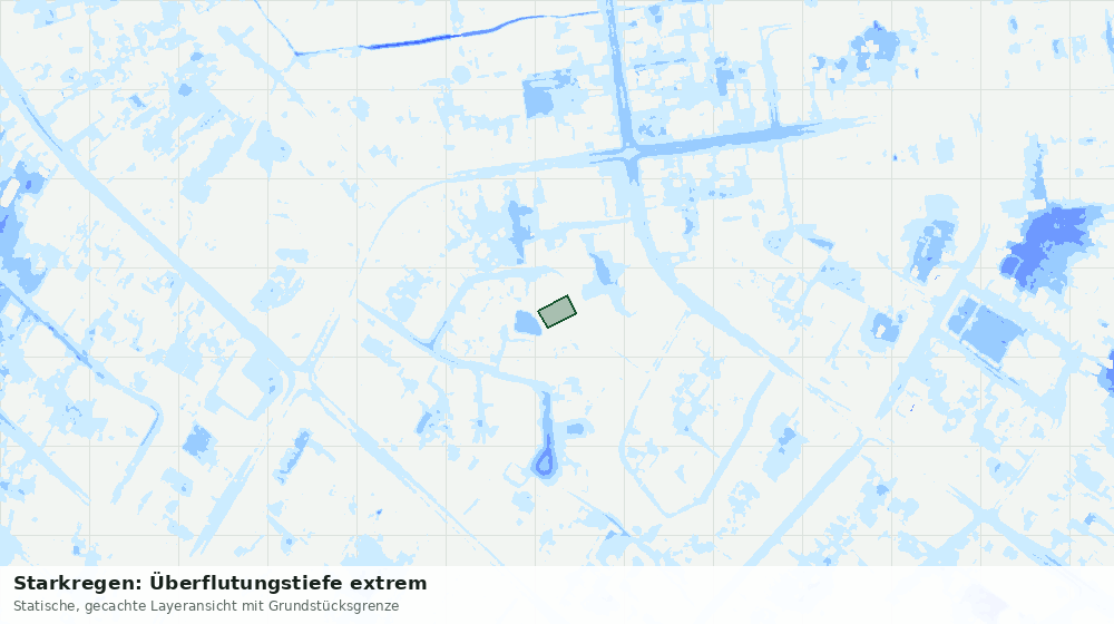 Statische Kartenansicht: Starkregen: Überflutungstiefe extrem