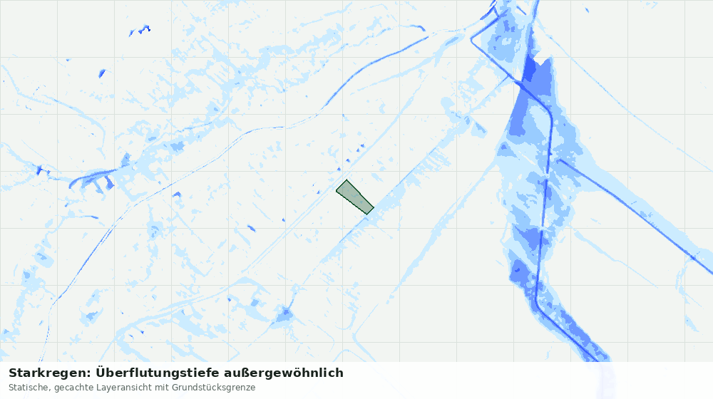 Statische Kartenansicht: Starkregen: Überflutungstiefe außergewöhnlich