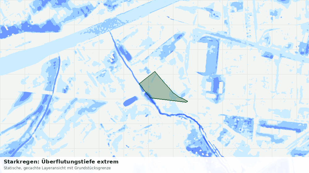 Statische Kartenansicht: Starkregen: Überflutungstiefe extrem
