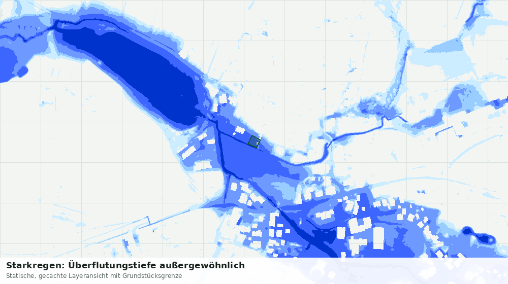 Statische Kartenansicht: Starkregen: Überflutungstiefe außergewöhnlich