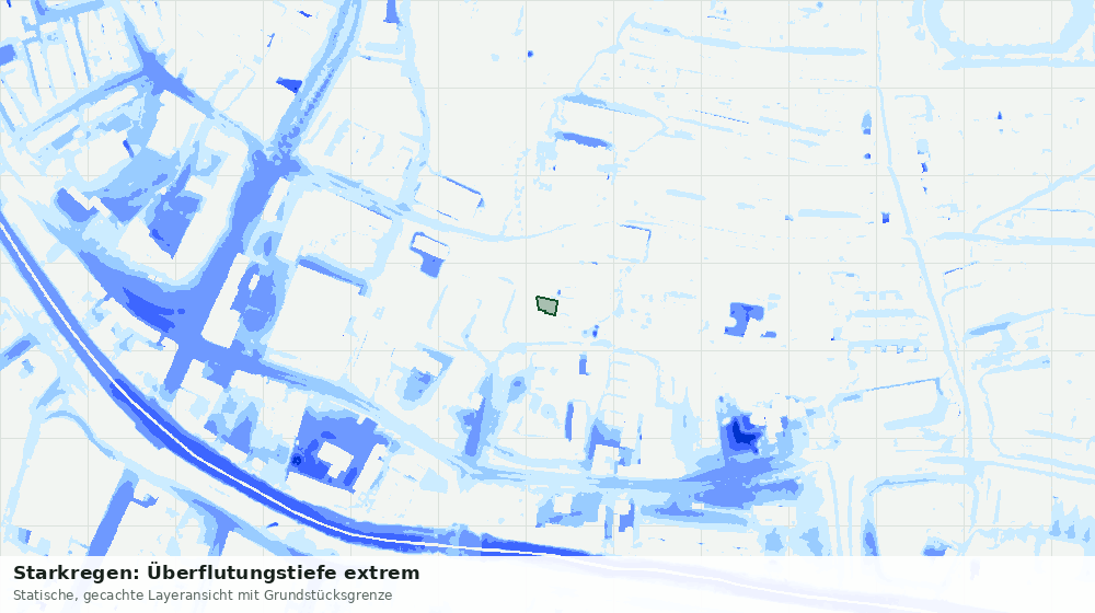 Statische Kartenansicht: Starkregen: Überflutungstiefe extrem
