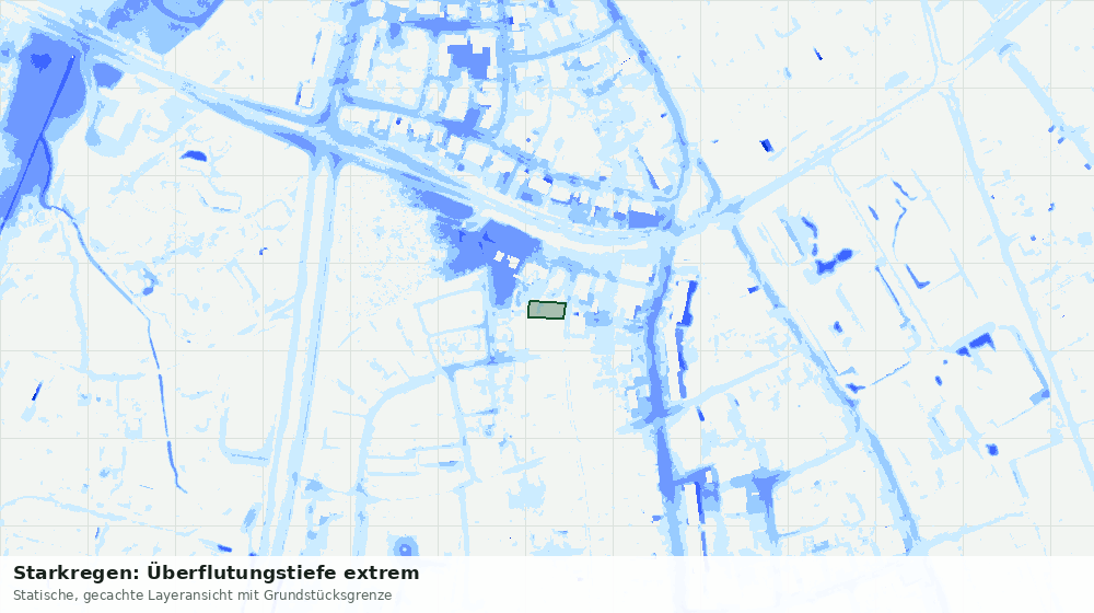 Statische Kartenansicht: Starkregen: Überflutungstiefe extrem