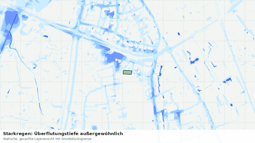 Statische Kartenansicht: Starkregen: Überflutungstiefe außergewöhnlich