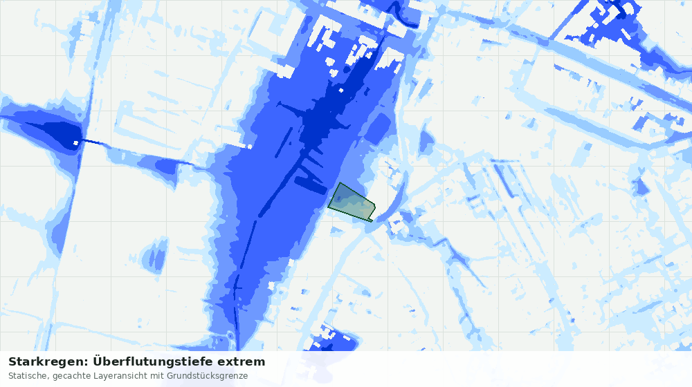 Statische Kartenansicht: Starkregen: Überflutungstiefe extrem