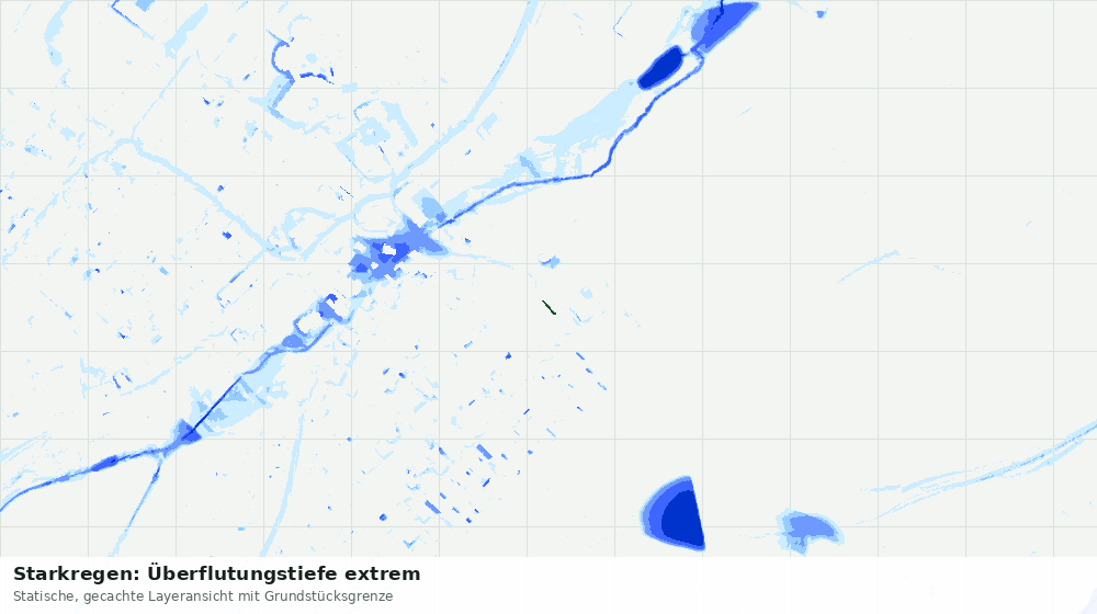 Statische Kartenansicht: Starkregen: Überflutungstiefe extrem