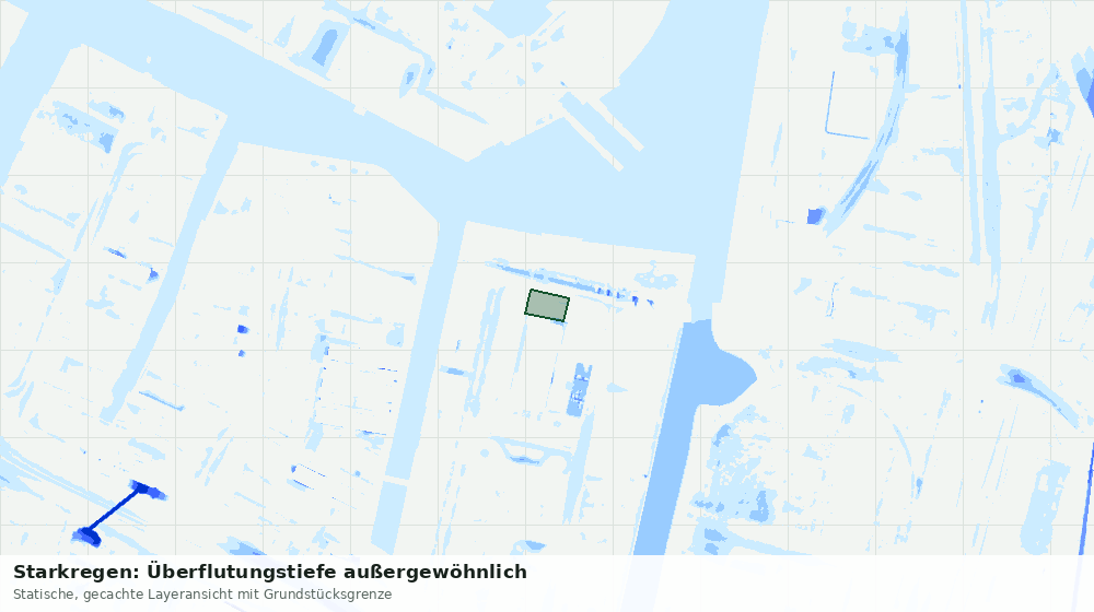 Statische Kartenansicht: Starkregen: Überflutungstiefe außergewöhnlich