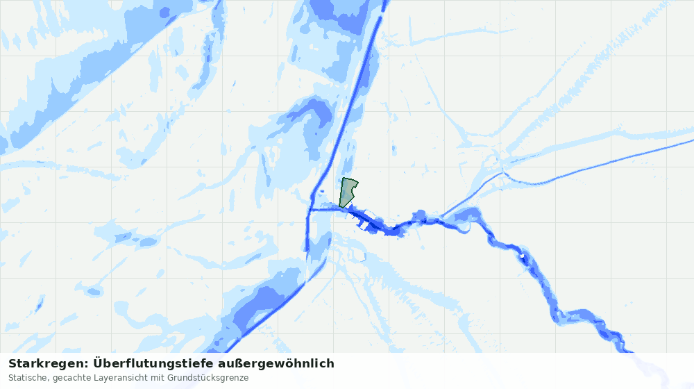 Statische Kartenansicht: Starkregen: Überflutungstiefe außergewöhnlich