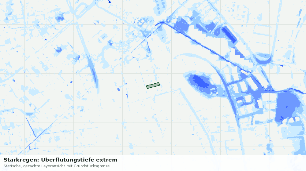 Statische Kartenansicht: Starkregen: Überflutungstiefe extrem