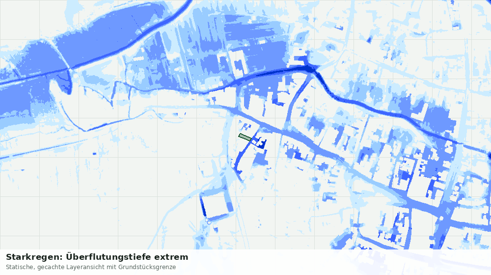 Statische Kartenansicht: Starkregen: Überflutungstiefe extrem