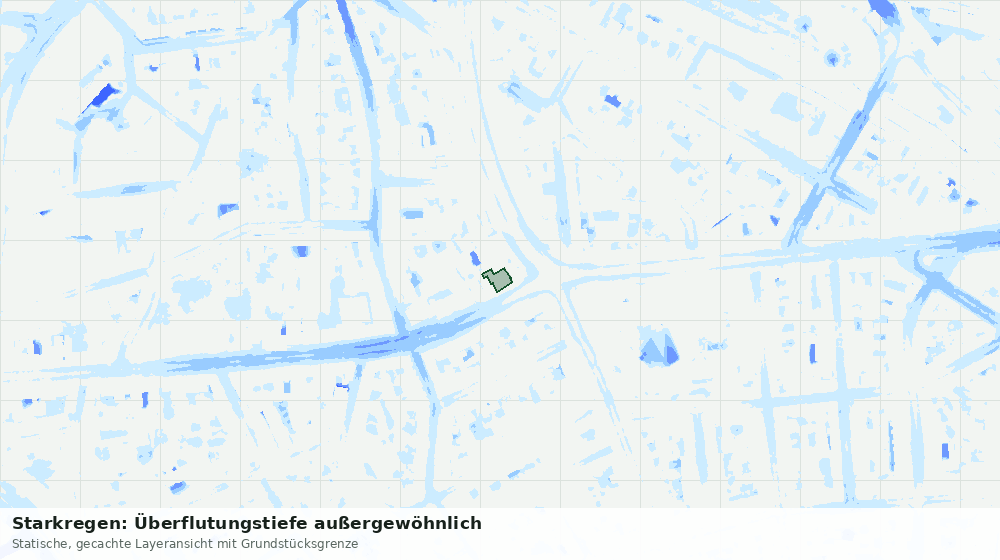 Statische Kartenansicht: Starkregen: Überflutungstiefe außergewöhnlich