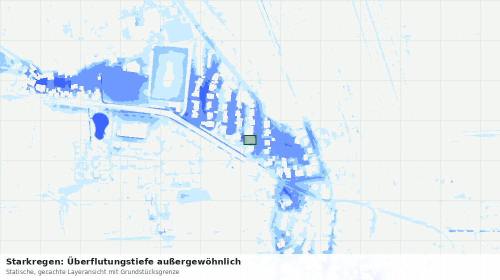 Statische Kartenansicht: Starkregen: Überflutungstiefe außergewöhnlich
