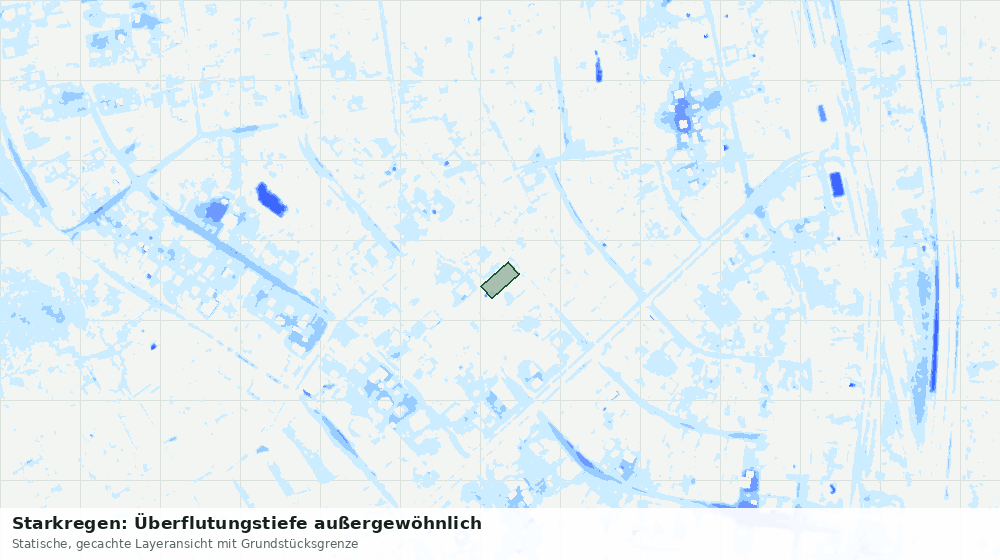 Statische Kartenansicht: Starkregen: Überflutungstiefe außergewöhnlich