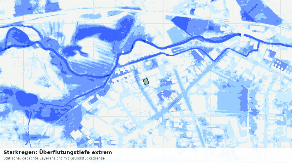 Statische Kartenansicht: Starkregen: Überflutungstiefe extrem