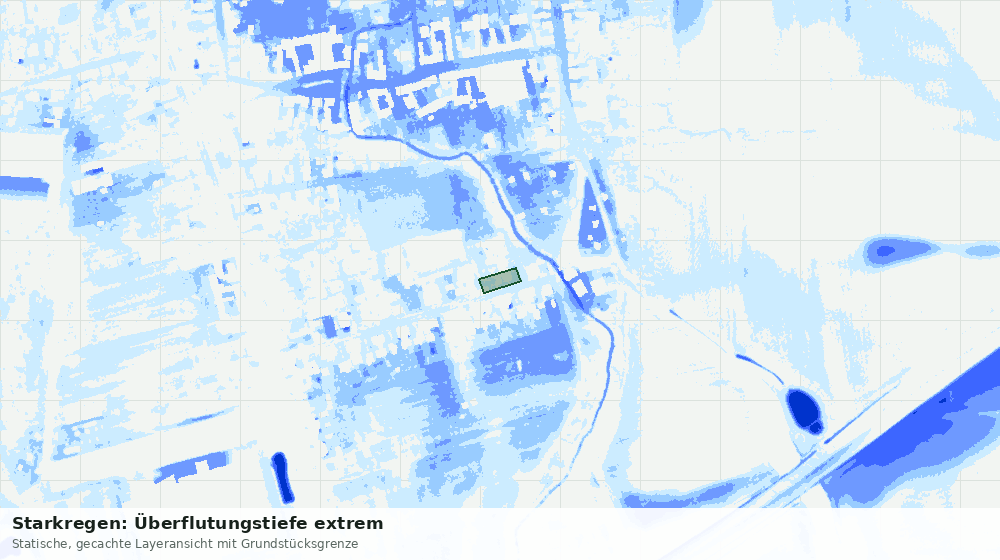 Statische Kartenansicht: Starkregen: Überflutungstiefe extrem