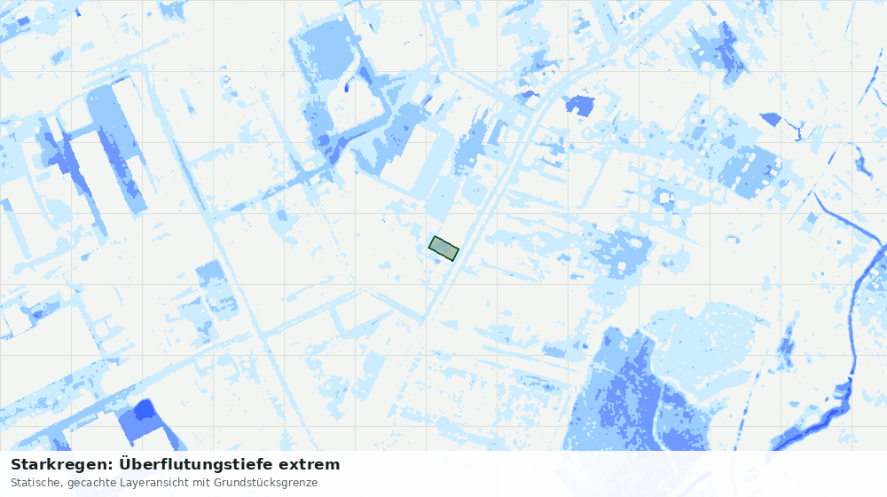 Statische Kartenansicht: Starkregen: Überflutungstiefe extrem