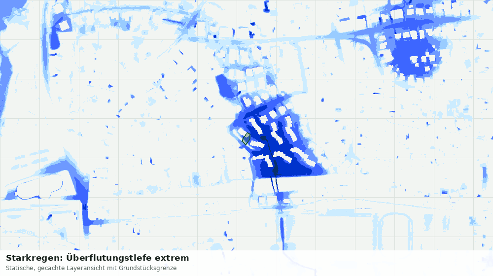 Statische Kartenansicht: Starkregen: Überflutungstiefe extrem