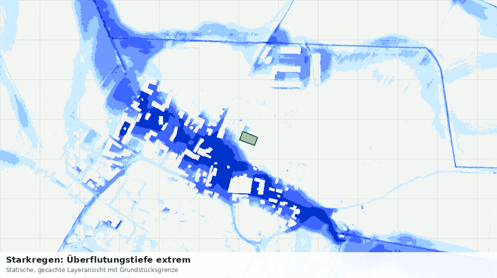 Statische Kartenansicht: Starkregen: Überflutungstiefe extrem