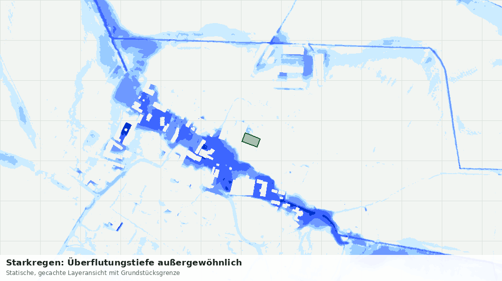 Statische Kartenansicht: Starkregen: Überflutungstiefe außergewöhnlich