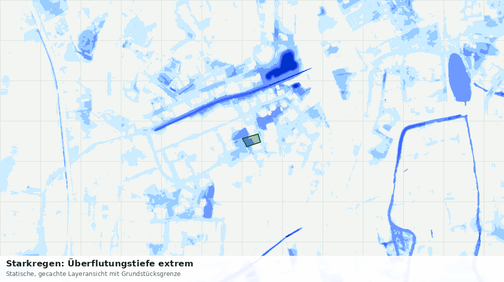 Statische Kartenansicht: Starkregen: Überflutungstiefe extrem