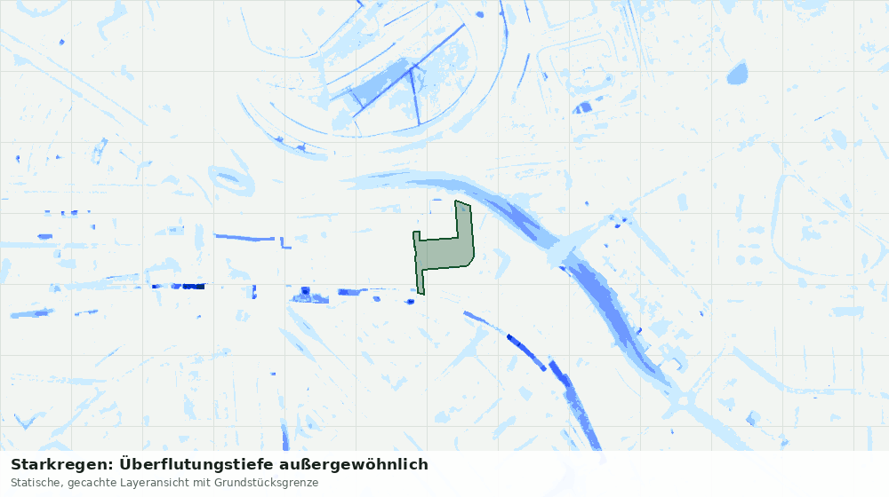 Statische Kartenansicht: Starkregen: Überflutungstiefe außergewöhnlich