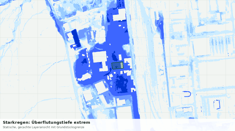 Statische Kartenansicht: Starkregen: Überflutungstiefe extrem
