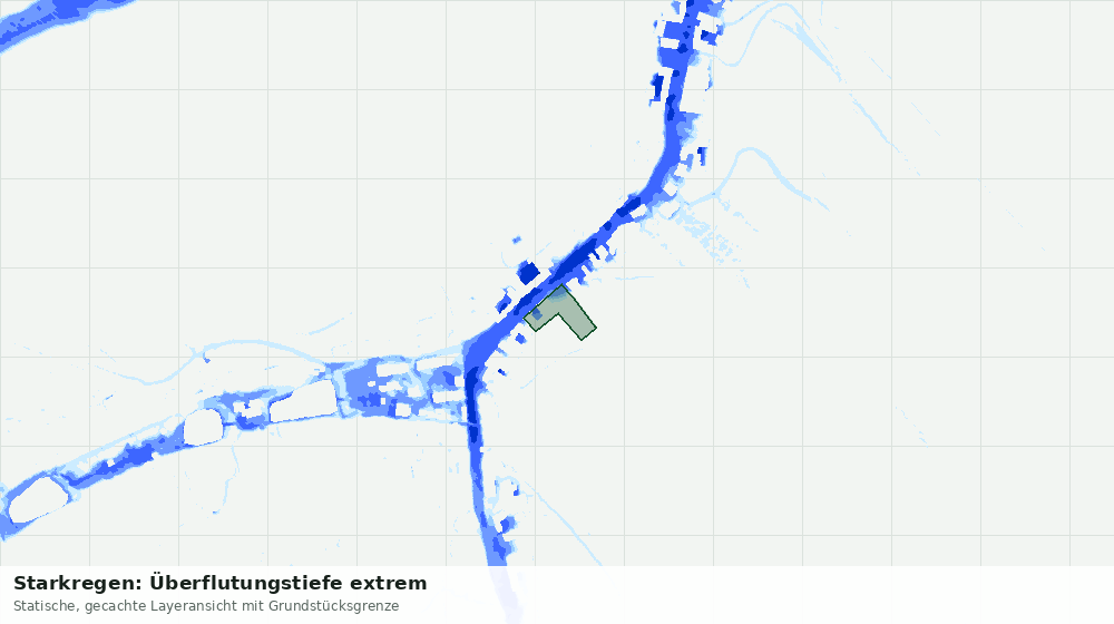 Statische Kartenansicht: Starkregen: Überflutungstiefe extrem