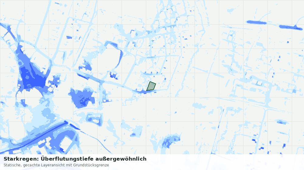 Statische Kartenansicht: Starkregen: Überflutungstiefe außergewöhnlich