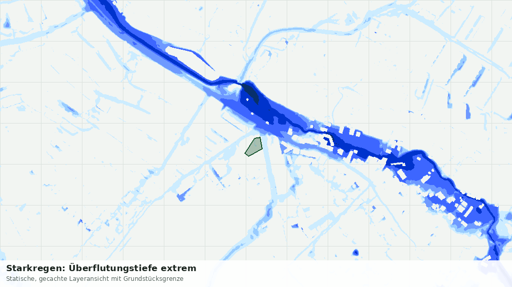 Statische Kartenansicht: Starkregen: Überflutungstiefe extrem