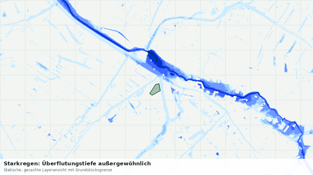 Statische Kartenansicht: Starkregen: Überflutungstiefe außergewöhnlich