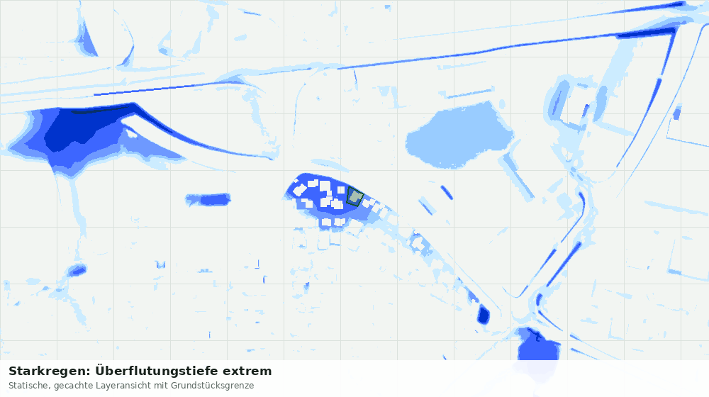 Statische Kartenansicht: Starkregen: Überflutungstiefe extrem