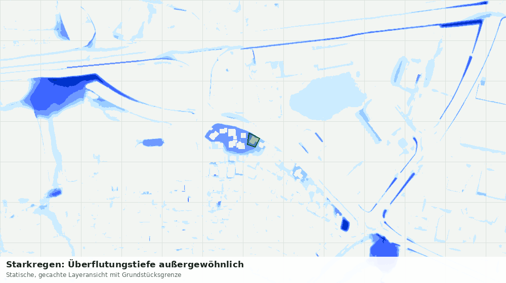 Statische Kartenansicht: Starkregen: Überflutungstiefe außergewöhnlich