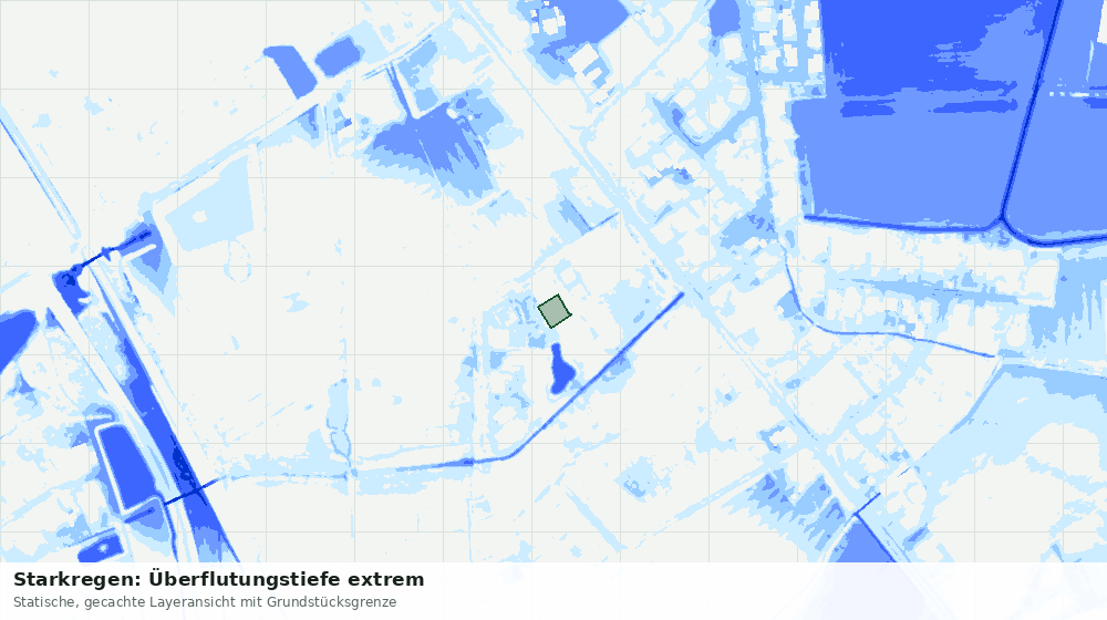 Statische Kartenansicht: Starkregen: Überflutungstiefe extrem