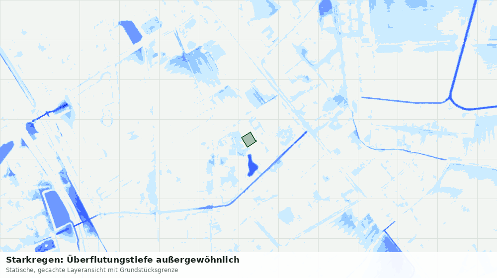 Statische Kartenansicht: Starkregen: Überflutungstiefe außergewöhnlich