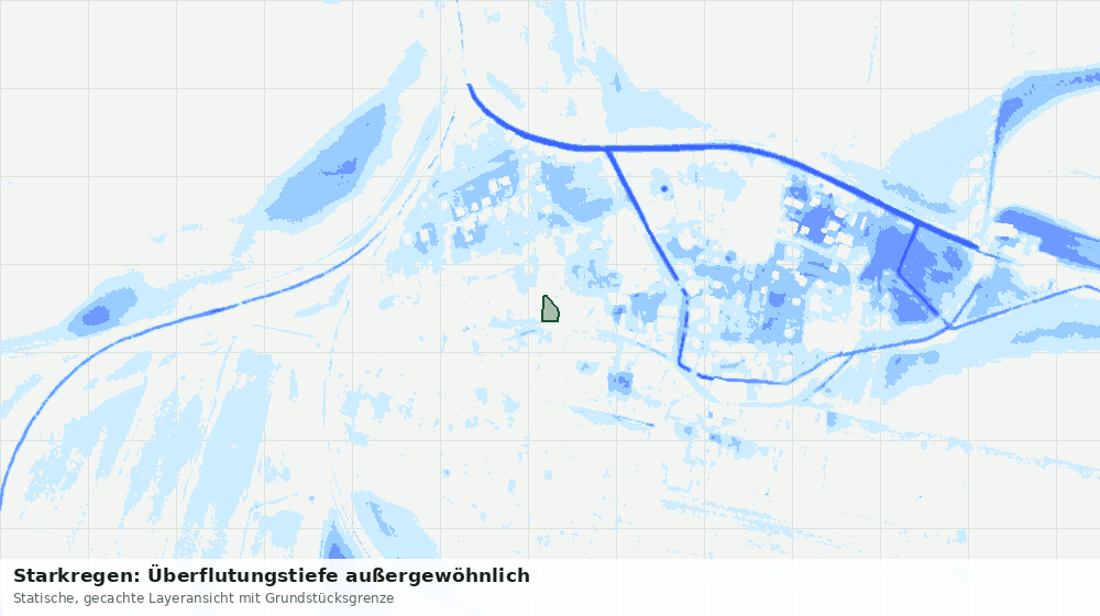 Statische Kartenansicht: Starkregen: Überflutungstiefe außergewöhnlich