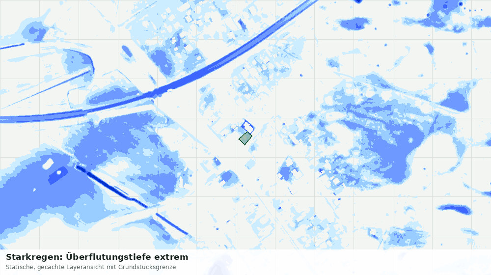 Statische Kartenansicht: Starkregen: Überflutungstiefe extrem
