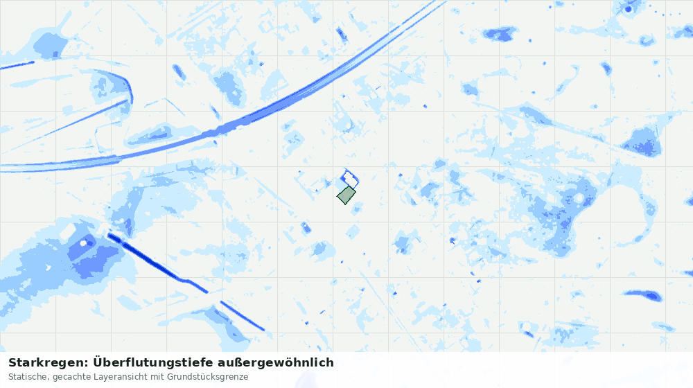 Statische Kartenansicht: Starkregen: Überflutungstiefe außergewöhnlich