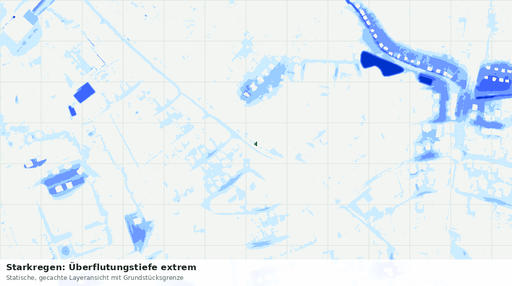 Statische Kartenansicht: Starkregen: Überflutungstiefe extrem