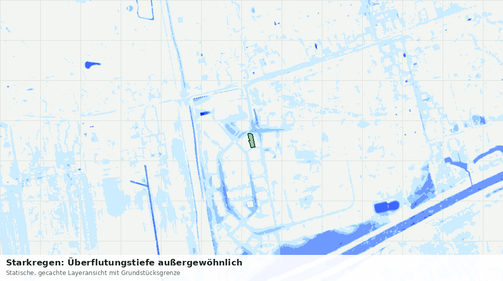 Statische Kartenansicht: Starkregen: Überflutungstiefe außergewöhnlich