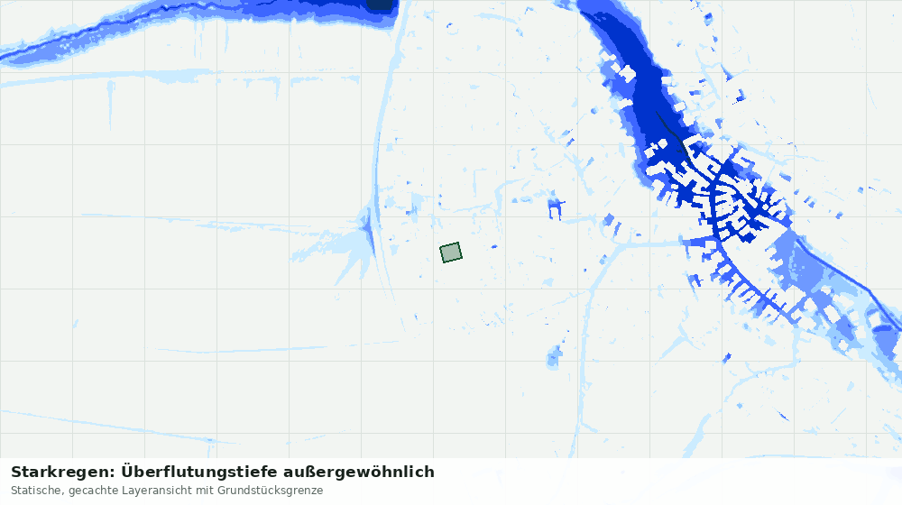 Statische Kartenansicht: Starkregen: Überflutungstiefe außergewöhnlich