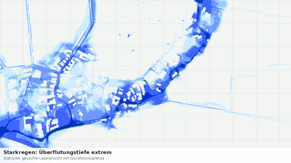 Statische Kartenansicht: Starkregen: Überflutungstiefe extrem