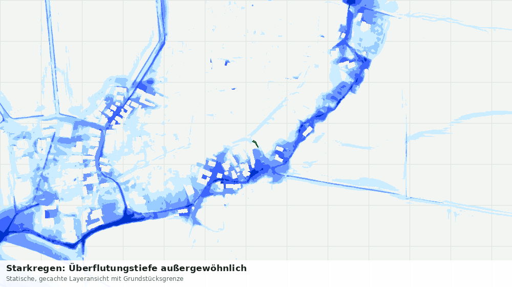 Statische Kartenansicht: Starkregen: Überflutungstiefe außergewöhnlich