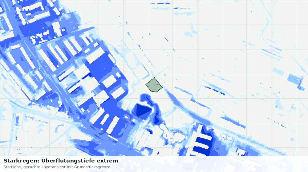 Statische Kartenansicht: Starkregen: Überflutungstiefe extrem