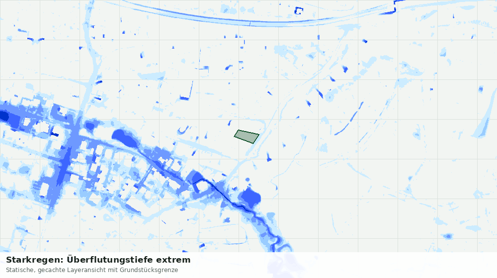 Statische Kartenansicht: Starkregen: Überflutungstiefe extrem