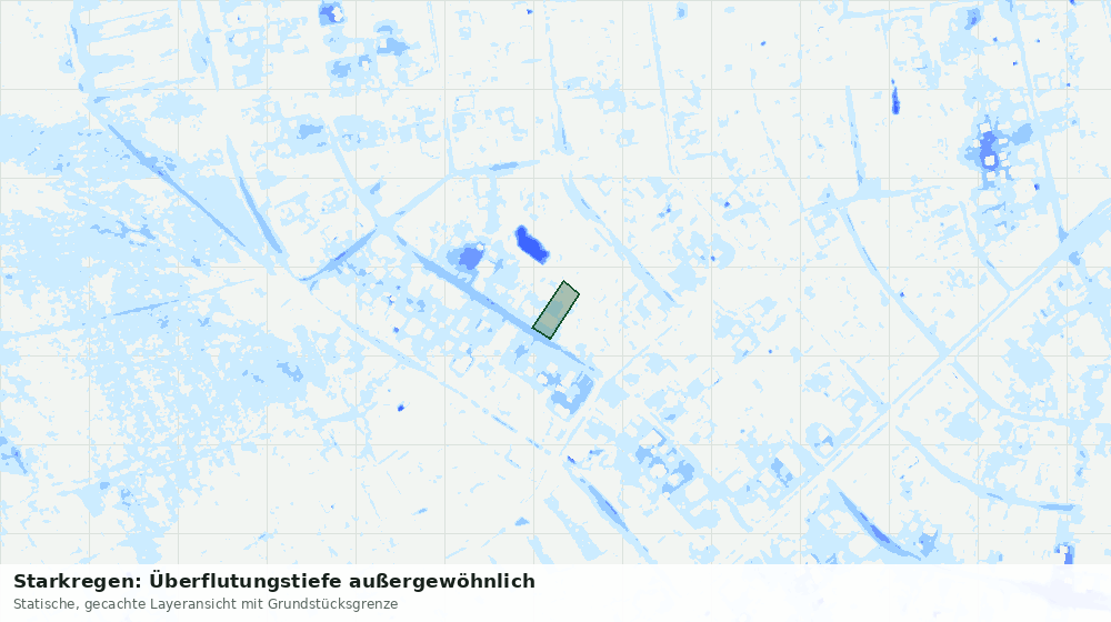Statische Kartenansicht: Starkregen: Überflutungstiefe außergewöhnlich